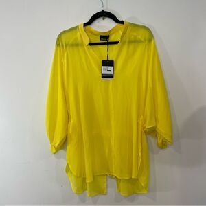 ERMANNO ERMANNO SCERVINO Oversized Silk Top Blouse XS-S Slit Side Back Tie